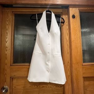 ZARA white halter tuxedo minidress XS NWOT